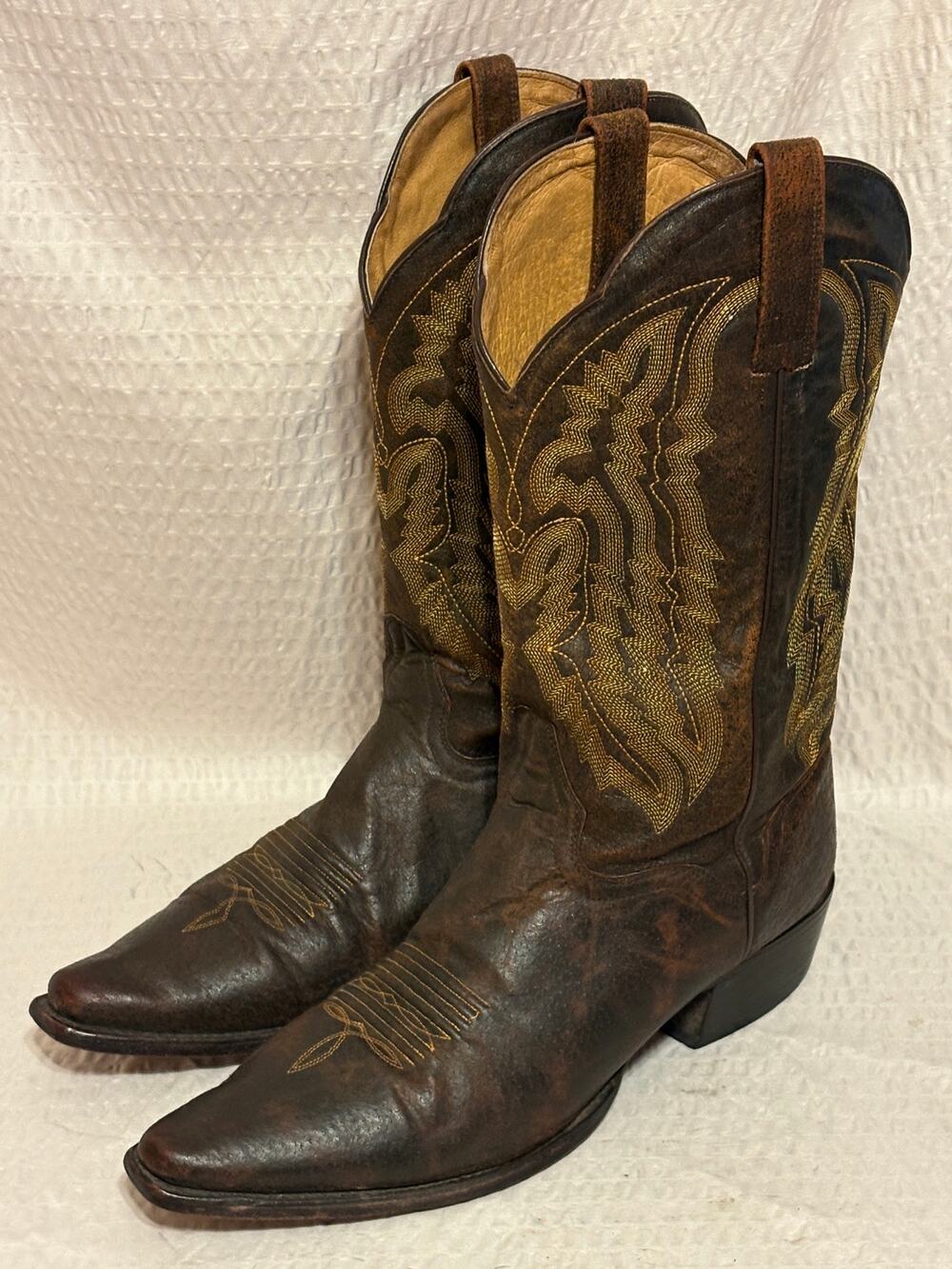 JB Dillon Mexico Made 12EE Crazy Horse Textured Leather Western Boots PLZ READ